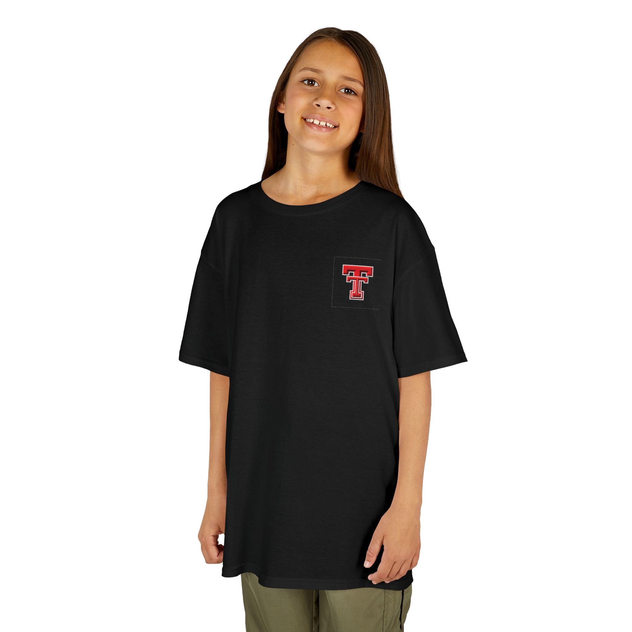 Kids T-Shirt — Texas Tech Red Raiders Skyline Tee (Front Logo, Back City Design)