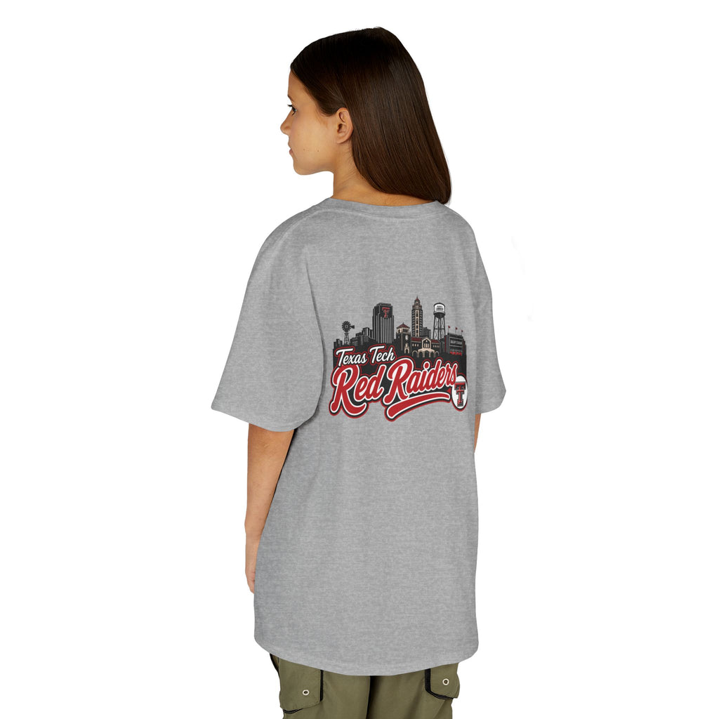 Kids T-Shirt — Texas Tech Red Raiders Skyline Tee (Front Logo, Back City Design)