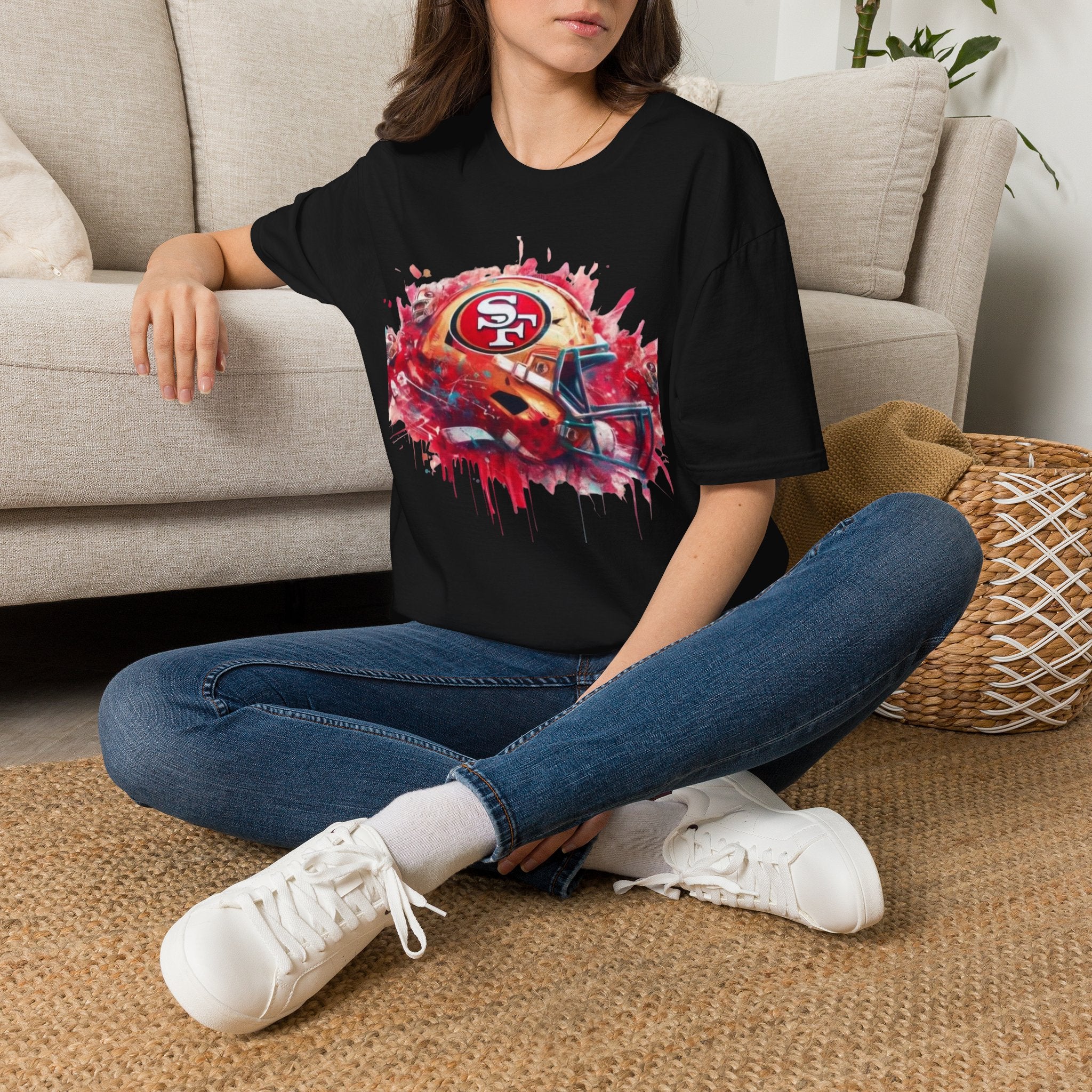 49ers Helmet Watercolor T-Shirt