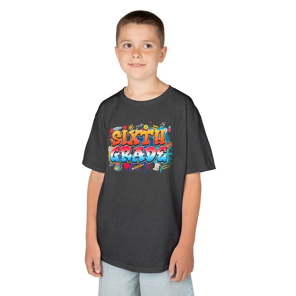 Sixth Grade Kids T‑Shirt — Colorful Graffiti Graduation Tee for Back-to-School & End-of-Year