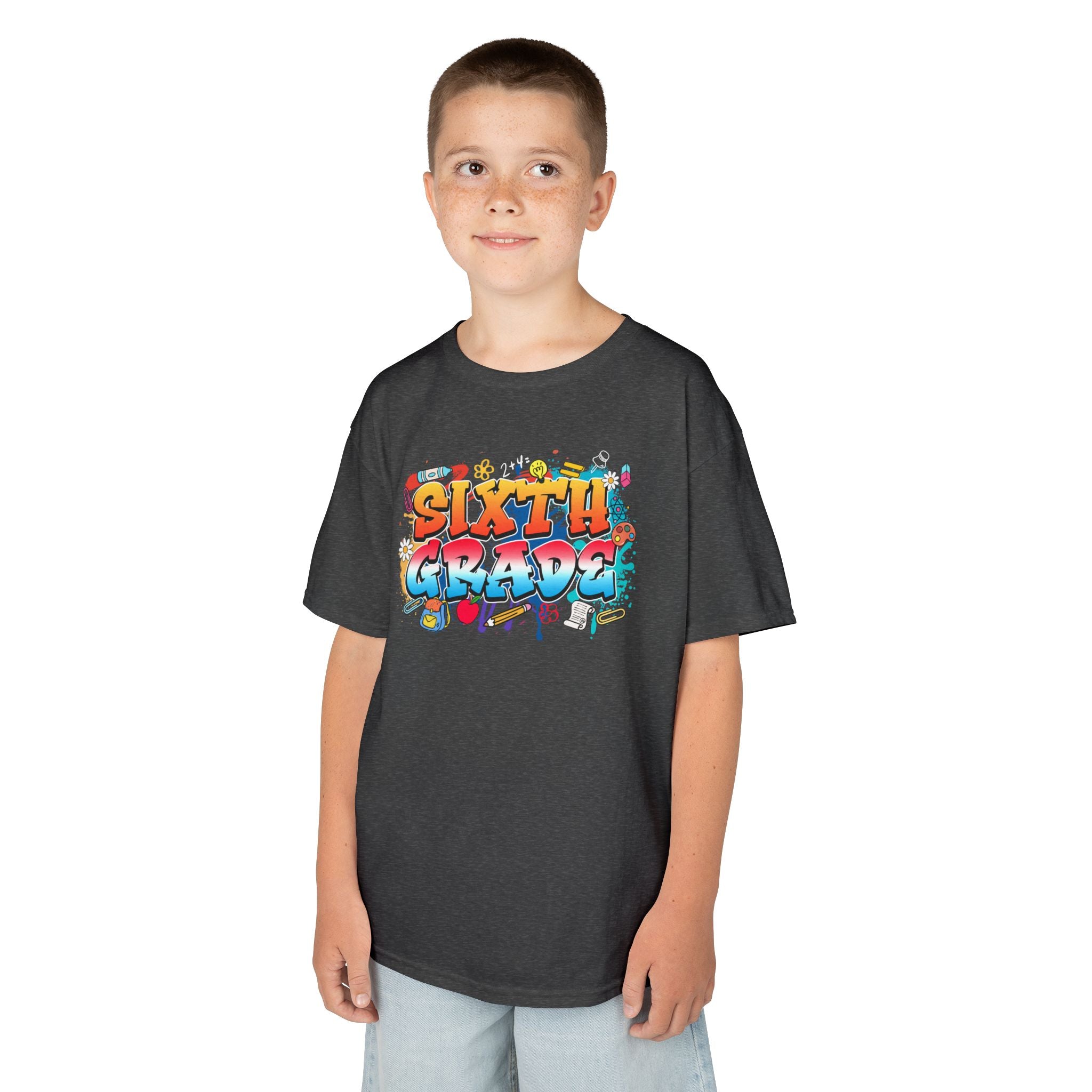 Sixth Grade Kids T‑Shirt — Colorful Graffiti Graduation Tee for Back-to-School & End-of-Year