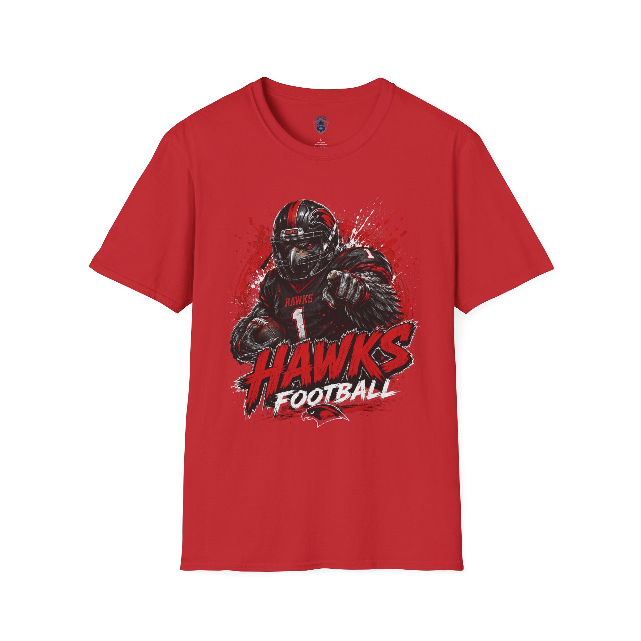 Hawks Football T-Shirt — Fierce Grunge Player Design