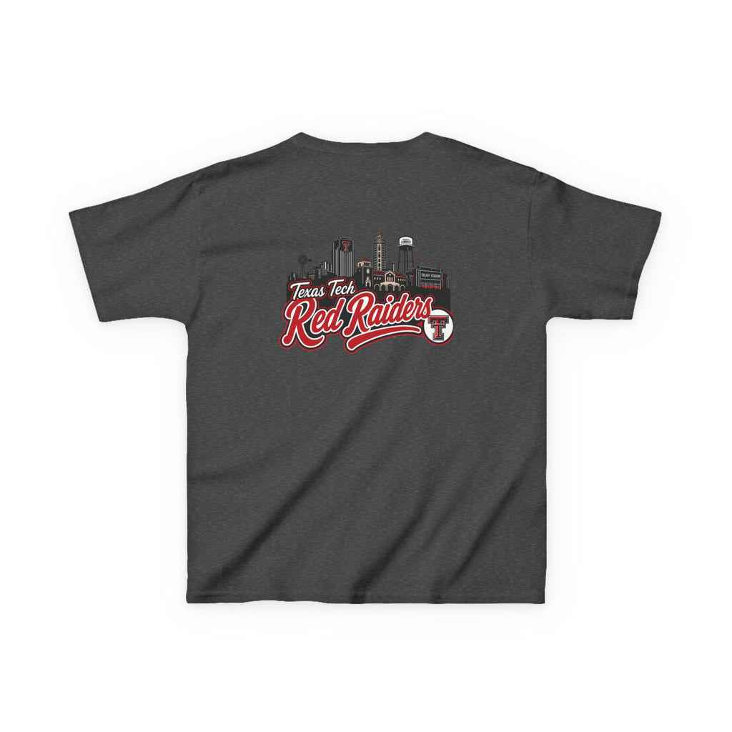 Kids T-Shirt — Texas Tech Red Raiders Skyline Tee (Front Logo, Back City Design)
