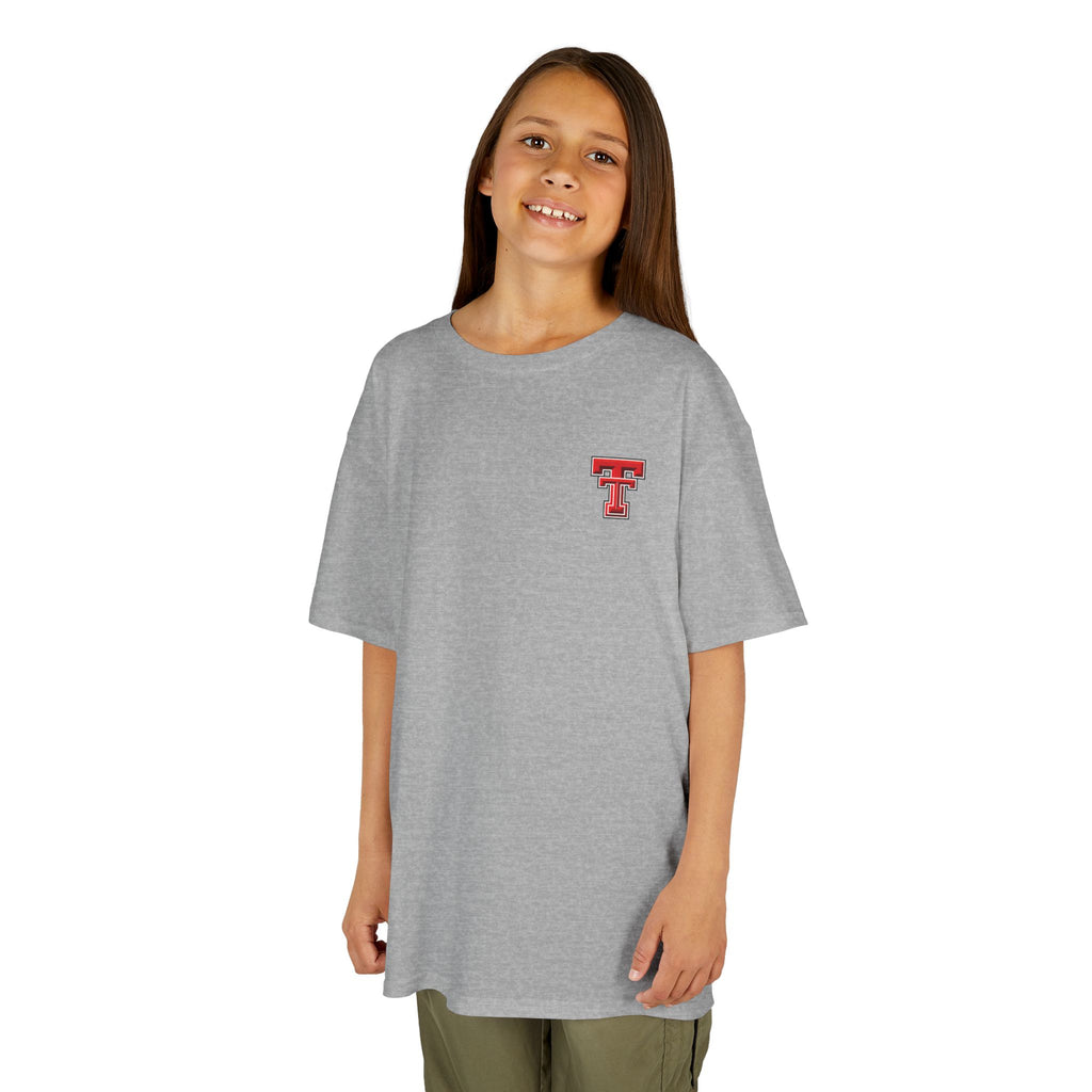 Kids T-Shirt — Texas Tech Red Raiders Skyline Tee (Front Logo, Back City Design)