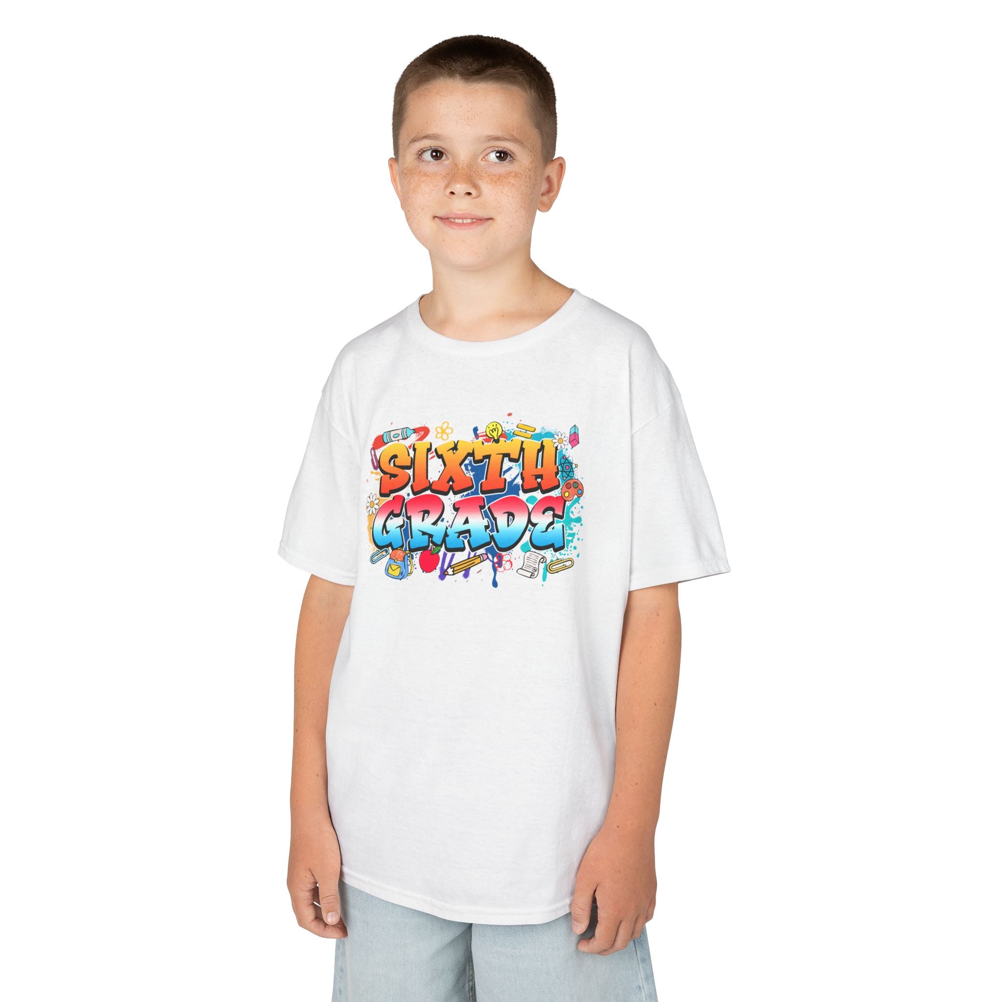 Sixth Grade Kids T‑Shirt — Colorful Graffiti Graduation Tee for Back-to-School & End-of-Year