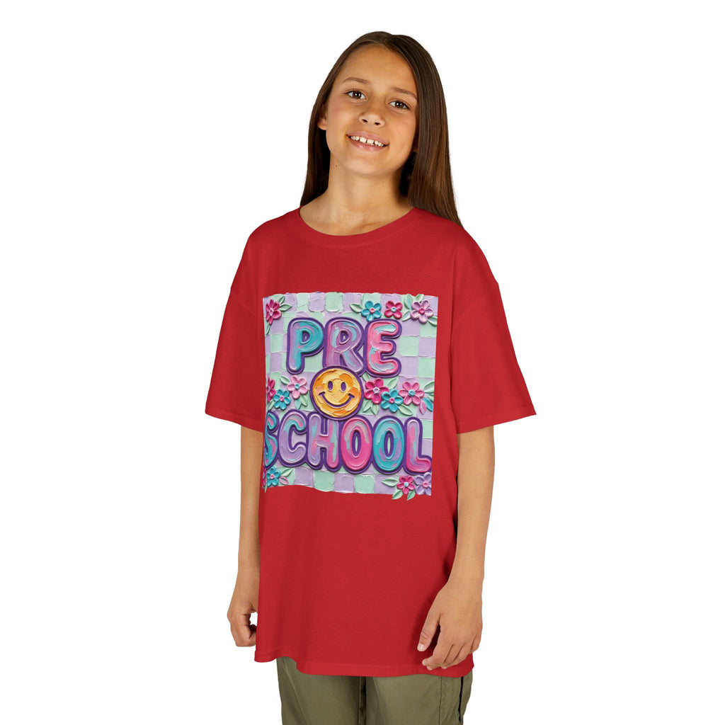 Preschool Smile Kids T‑Shirt — Cute Floral 'Pre School' Tee for Back to School