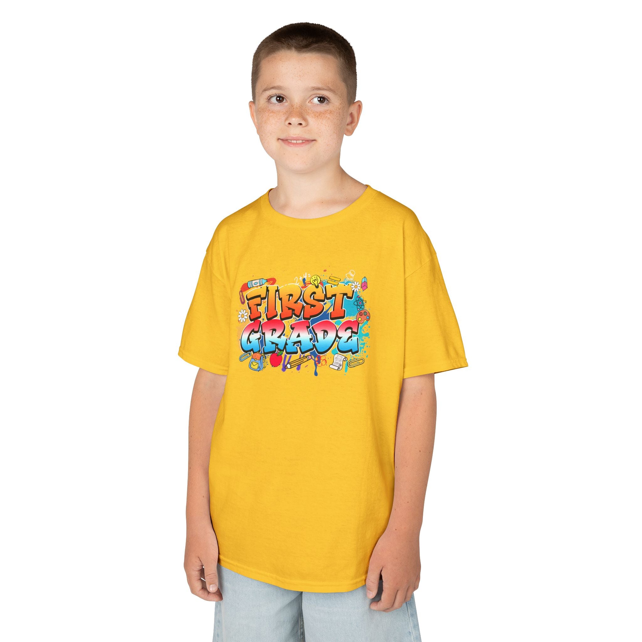 First Grade Kids T-Shirt – Colorful Graffiti Back-to-School Tee