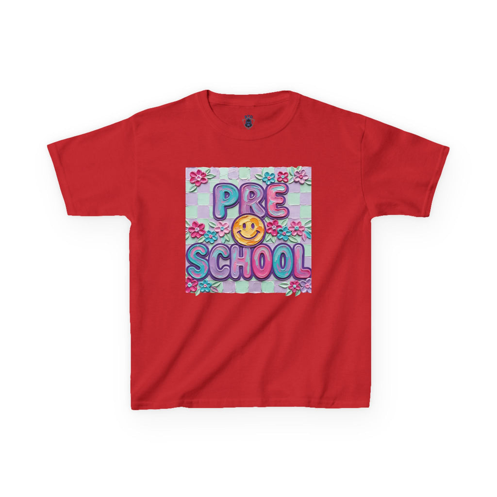 Preschool Smile Kids T‑Shirt — Cute Floral 'Pre School' Tee for Back to School