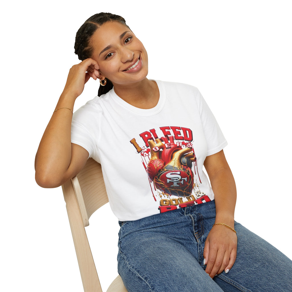 T-Shirt — "I Bleed 49ers Red" Graphic Football Fan Tee