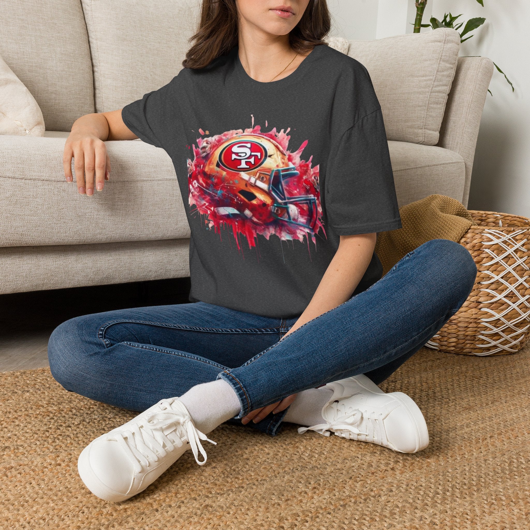 49ers Helmet Watercolor T-Shirt