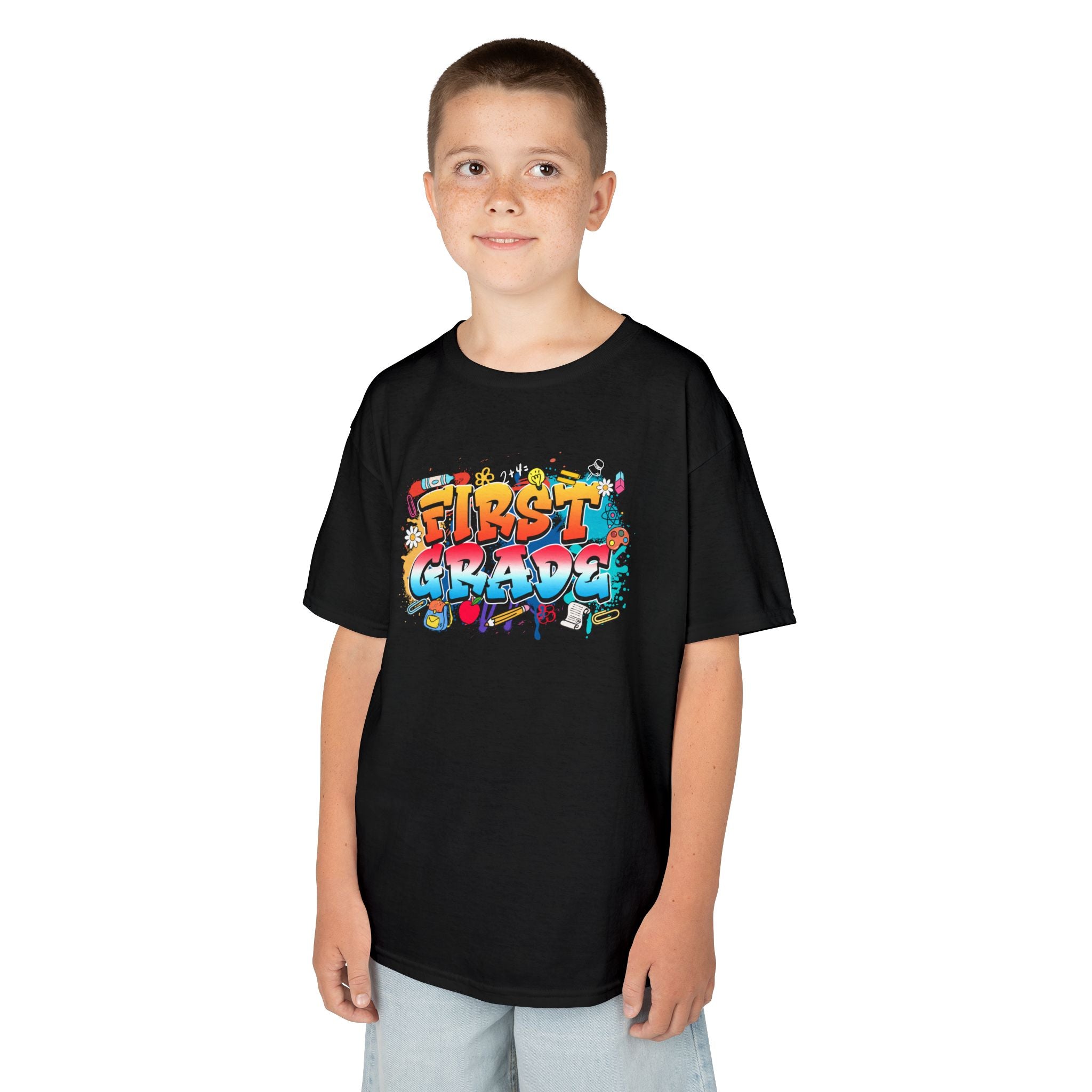 First Grade Kids T-Shirt – Colorful Graffiti Back-to-School Tee