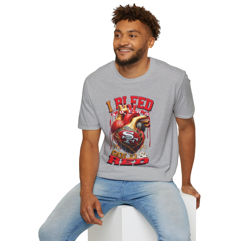 T-Shirt — "I Bleed 49ers Red" Graphic Football Fan Tee