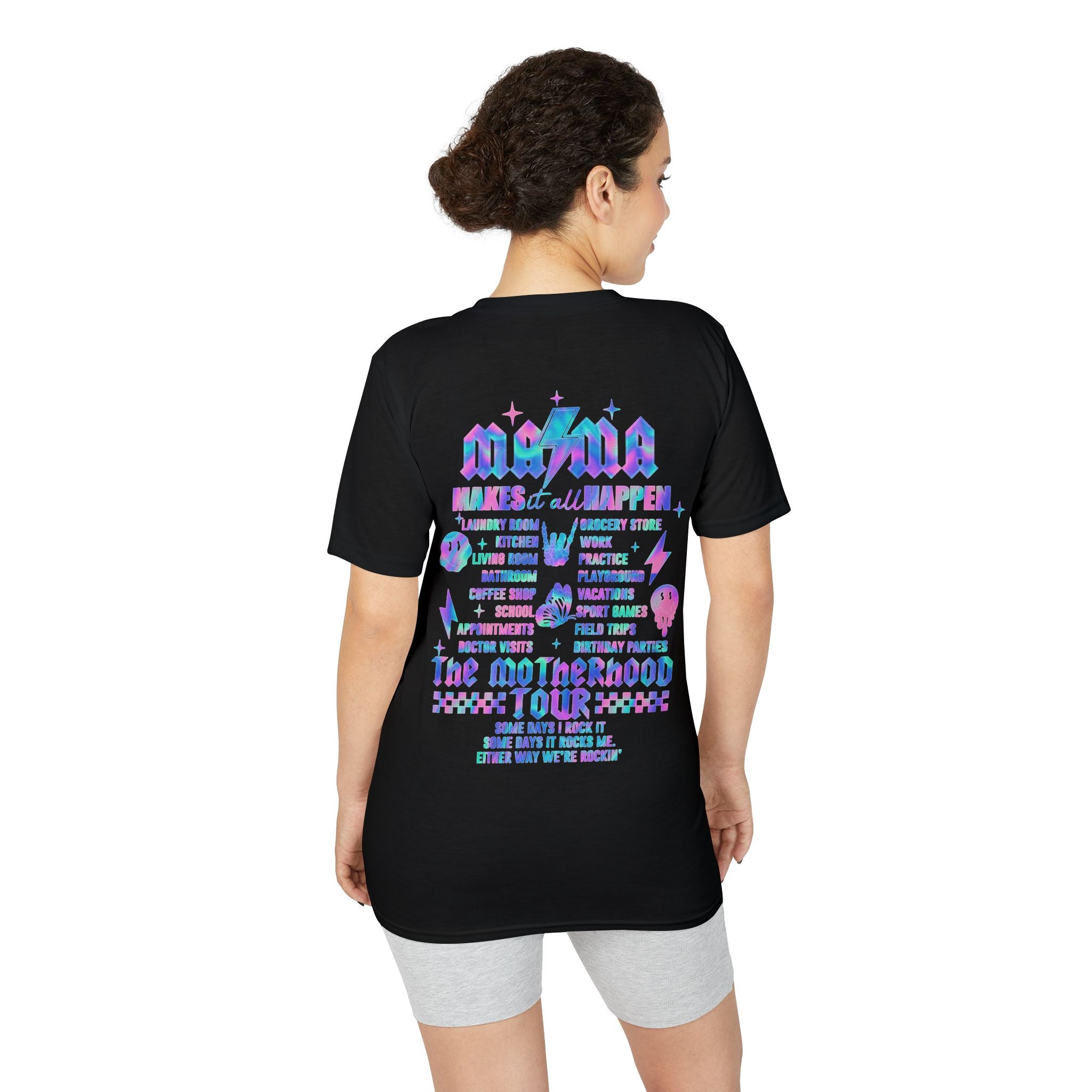 MAMA Performance T‑Shirt — Retro Holographic Graphic Tee (Motivational Lyrics Design)