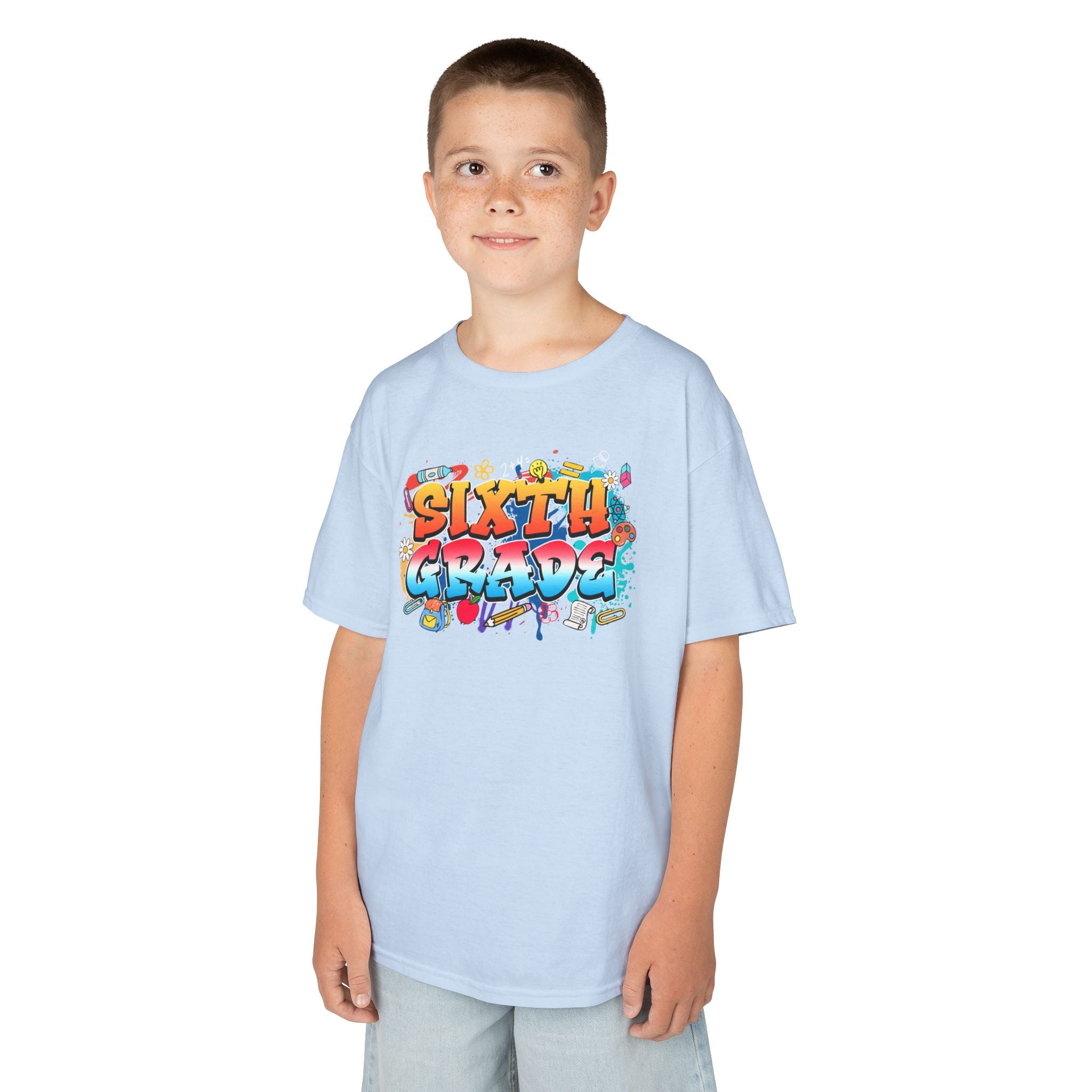 Sixth Grade Kids T‑Shirt — Colorful Graffiti Graduation Tee for Back-to-School & End-of-Year