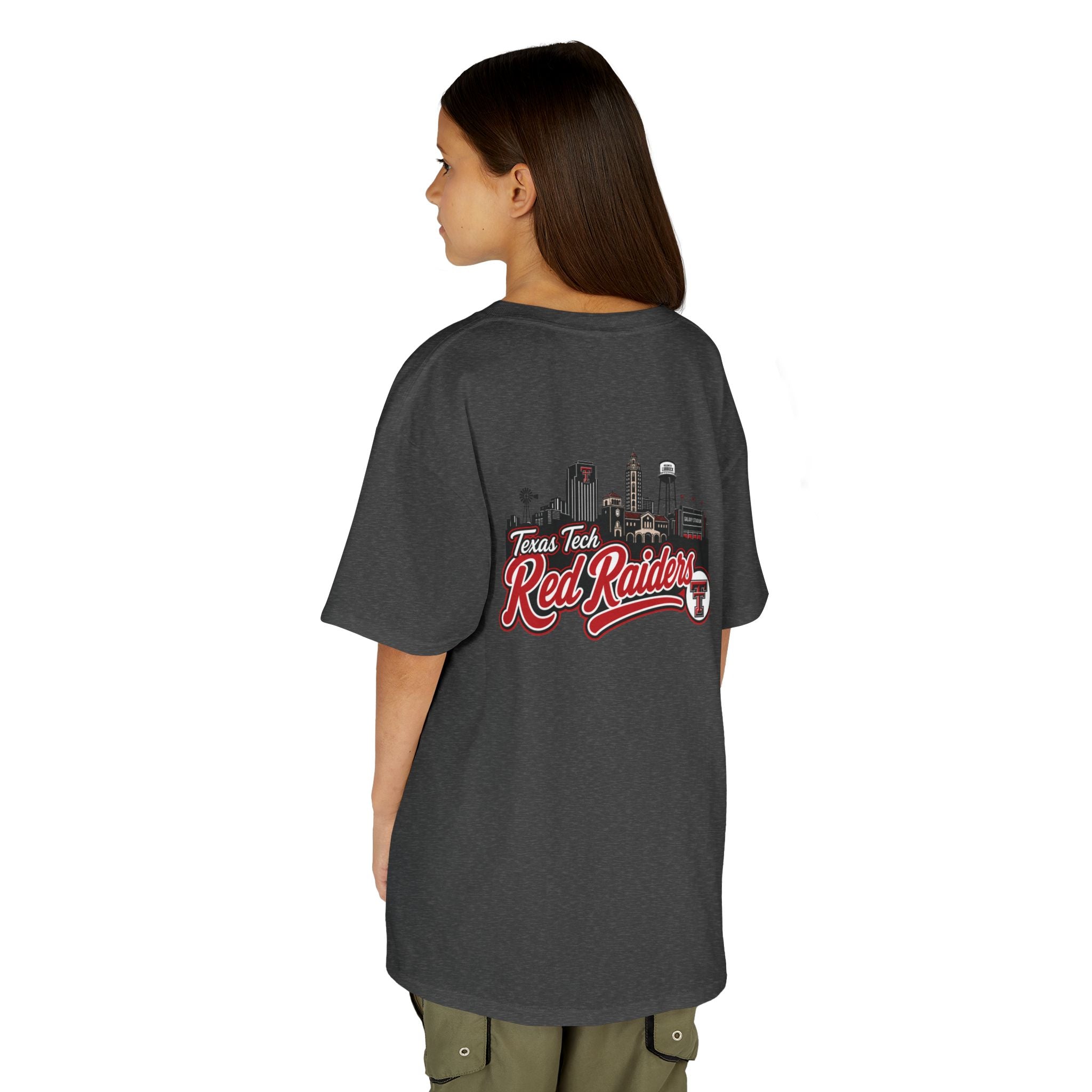Kids T-Shirt — Texas Tech Red Raiders Skyline Tee (Front Logo, Back City Design)