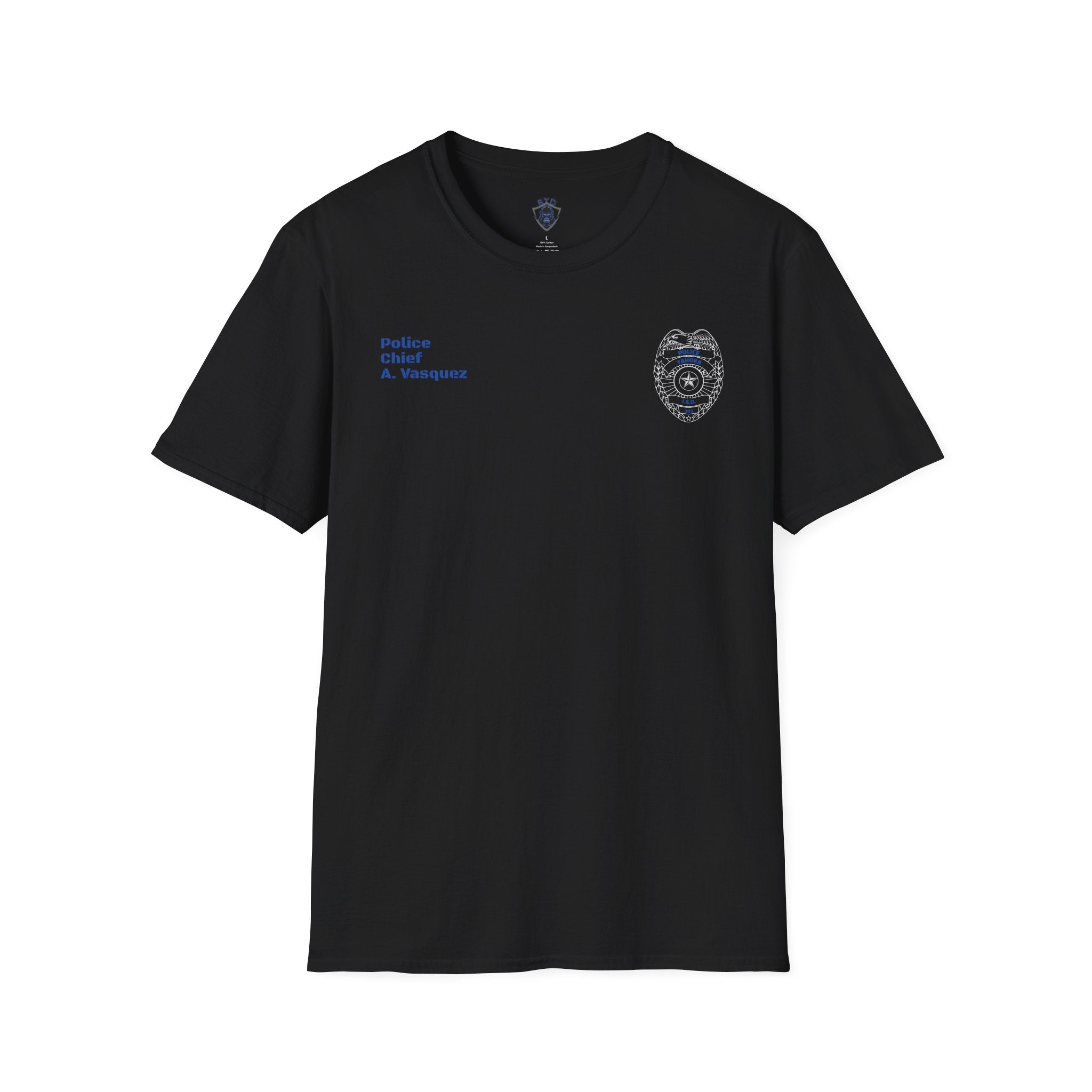 Police Chief A. Vasquez Badge T-Shirt — Personalized Law Enforcement Shirt
